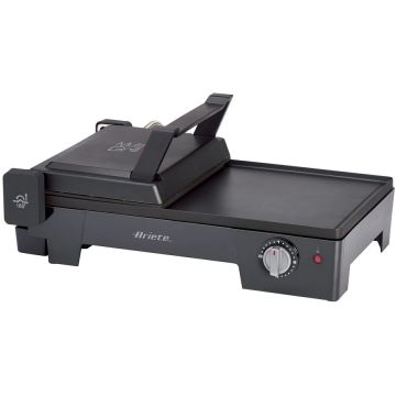 Ariete Gratar electric Ariete 1916 3 in 1, 2200 W, 60x25 cm, 3 suprafete de gatire, Termostat, placi antiaderente, deschidere la 180°, Negru
