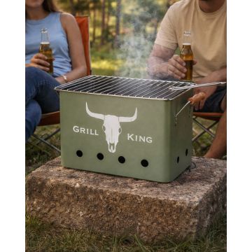 Gratar dreptunghiular Grill King, 32x20x20 cm, zinc, verde