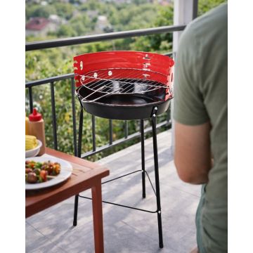 Gratar fix cu 3 picioare BBQ Half open, Ø33 cm, metal, rosu
