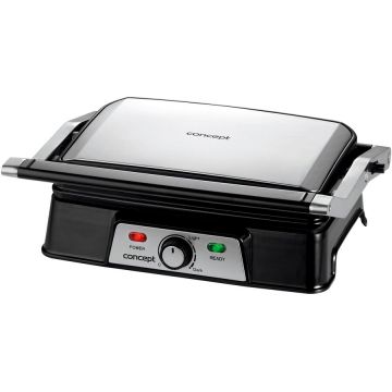 Concept Gratar electric Concept GE2005, 1500 W, Functie BBQ, Temperatura reglabila, Placi din teflon, Inox