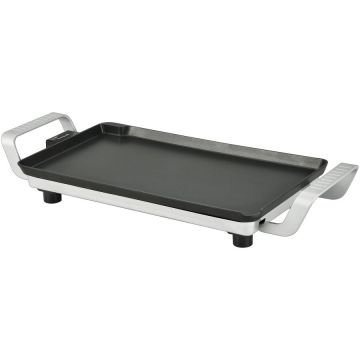 Fram Gratar electric FRAM FEG-F2500SL, 2500W, placa fixa turnata, invelis antiaderent, placa 52 X 26 cm, temperatura ajustabila, maner rece, maner din aluminiu turnat, Negru/Argintiu