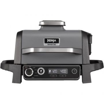 Gratar si afumator electric Ninja Woodfire OG701EU, 2400w, 7 functii de gatit (Gri)