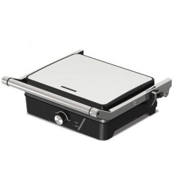 HEINNER Grill electric Heinner HEG-K2000CP, termostat reglabil, tava pentru colectarea uleiului, 2000W, NegruAlb