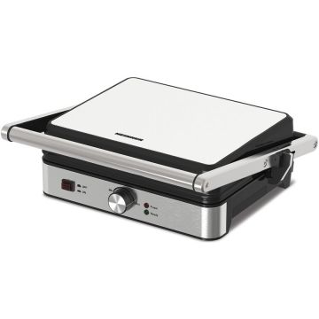 HEINNER Grill electric Heinner SunsetGrill HEG-K2000SS, 2000W, Placi fixe cu invelis antiaderent, Dimensiuni placi: 30 X 24.9 cm, Temperatura reglabila, Maner rece, Deschidere 180˚, Indicatoare luminoase „ON” și „gata de folosire”, Tava colectare ulei