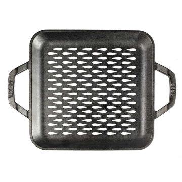 Lodge Tava patrata cu doua manere si gauri perforate pentru gratar Chef Collection Lodge 28 cm L-C11SGT