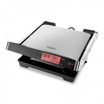 Samus Gratar electric Samus GTS-2030ACX, 2000 W, Ecran Digital, Timer, Avertizare sonora, Functie Dezghetare, Inox/ Negru