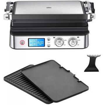 BRAUN Gratar electric multifunctional Braun MultiGrill 9 CG9040, 0X17900003, 2000W, 3 moduri de gatire, temperatura maxima 230˚C, functie Sear 250˚C, argintiu-negru