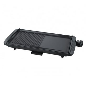 Gratar electric Rosberg, 1500W, 49x26.5cm, suprafata anti-aderenta, Negru
