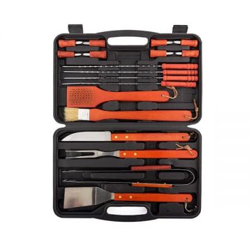 Servieta cu ustensile pentru gratar, InnovaGoods, 18 piese, otel inoxidabil