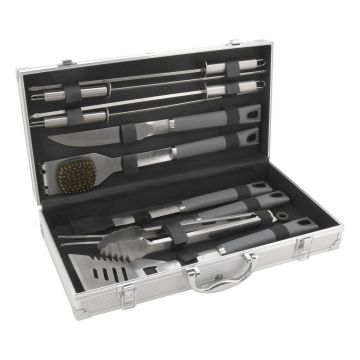 Set 11 ustensile de grătar cu servietă Cattara Alu Grey Line