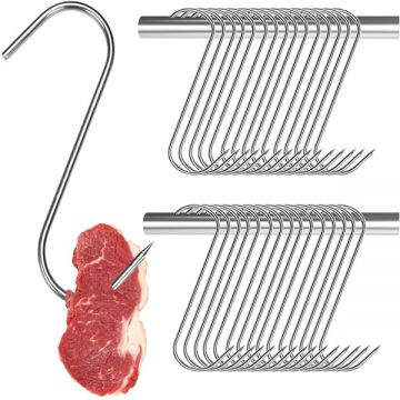 Set 30 Carlige afumatoare carne, macelarie IdeallStore®, 17 cm, inox