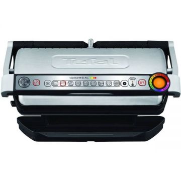Tefal Gratar electric Tefal GC724D12 OptiGrill+ XL Snacking & Baking, 2000W, 9 programe de gatire, indicator pentru nivelul de gatire, placi detasabile, argintiu