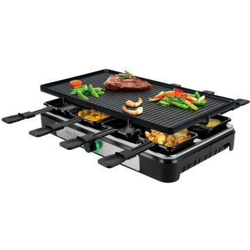 ADLER Gratar electric Adler Raclette AD 6616, 1400 W, 8 persoane, 42x23 cm, Negru