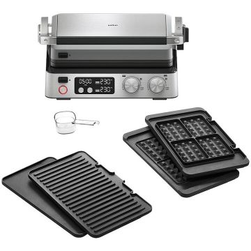 BRAUN Gratar electric BRAUN MultiGrill CG7044, 2000W, 3 moduri de gatire, 2 zone de gatit cu termostate electronice independente, 2 seturi de placi detasabile, deschidere 180°, tava scurgere detasabila, argintiu