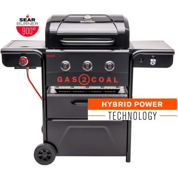 Char-Broil Gratar pe gaz si carbuni hibrid Char-Broil Gas2Coal 2.0 330 Special Edition, plita si sear burner 140994