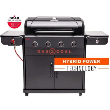 Char-Broil Gratar pe gaz si carbuni hibrid Char-Broil Gas2Coal 2.0 440 Special Edition, plita si sear burner 140995