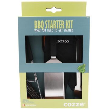 Cozze Set BBQ Starter Kit cu spatula, cleste, manusa si perie pentru gratar Cozze 90310