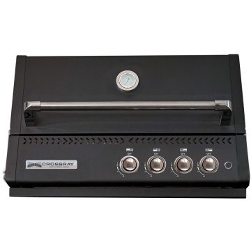 Crossray Gratar pe gaz cu 4 arzatoare infrarosu, incastrabil, gratare din fonta, negru, Crossray by Heatstrip TCX4FL(B)30