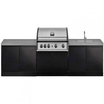 Grandhall Grandpro Bucatarie de exterior Grandhall K0GK-01 si Gratar pe gaz Pro Elite 4 K04000309A, Negru