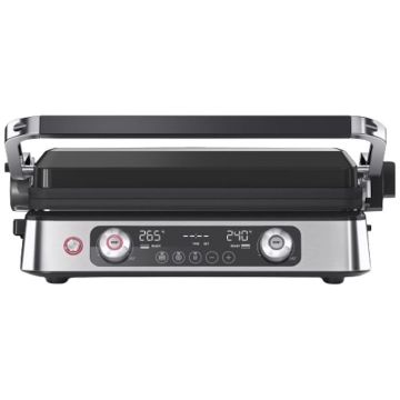 Gratar electric Braun MultiGrill 9 Pro CG9140, 2200 W, 3 moduri de gatire, 2 zone de gatit cu termostate electronice independente, 3 programe automate, 1 set plăci detasabile, deschidere 180°, functie Sear, tava scurgere detasabila, argintiu
