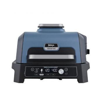 Gratar electric de exterior NINJA Woodfire Pro Connect XL OG901EU, 1700 W, 7 programe, Cronometru (Albastru/Negru)