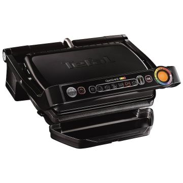 Gratar electric Tefal OptiGrill GC714834, 2000W, 6 programe automate de gatit, Senzor automat pentru gatit, Placi detasabile, Negru
