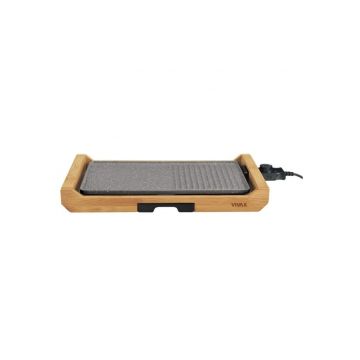 Gratar electric Vivax, EG-4020B, Suprafata gatire Neteda si Striata, Temperatura reglabila, Tava scurgere detasabila, carcasa bambus, putere 1800W