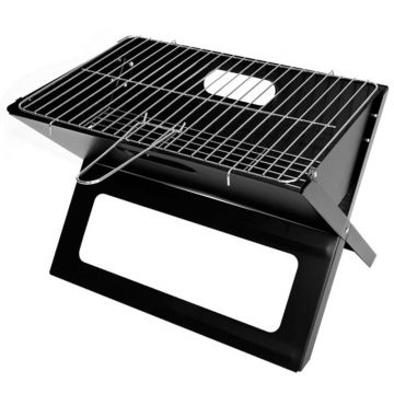 Gratar metalic carbune pliabil otel tava cromata compact, 46x31x29 cm, portabil, negru