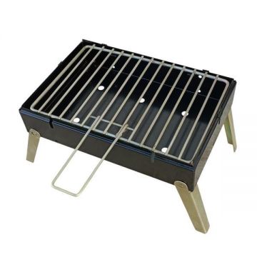 Gratar pliabil pentru camping si pescuit Inteliced®, dimensiune grill 34 x 22 cm, inaltime tava carbuni 7 cm, inaltime picioare pliabile 12 cm
