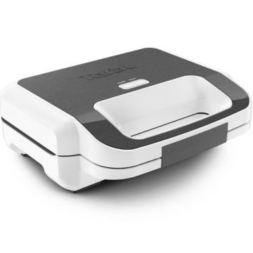 Sandwich-maker Tefal Snack XL SW701110 2in1, 850W, 2 seturi de placi detasabile, alb/ gri