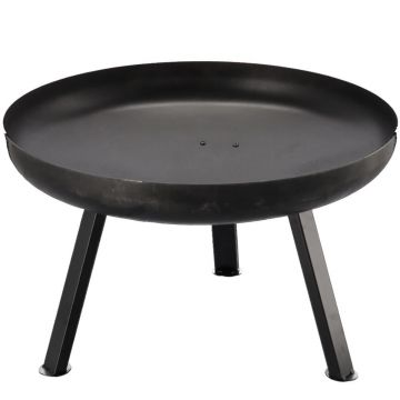 Semineu gradina otel gros 2 mm picioare detasabile rezistent, 60x36 cm, temperaturi inalte, negru