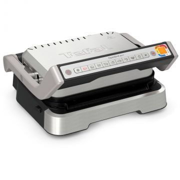 Tefal Gratar electric Tefal OptiGrill 2 in 1 GC773D30, Putere 2100W, 9 programe de gatire automate, Indicator gatire, Placi detasabile cu invelis antiaderent, Argintiu