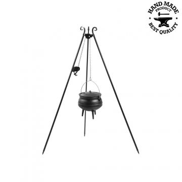 Trepied 180 cm cu ceaun fonta 6 l + sistem de ridicare