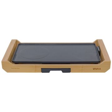 VIVAX Gratar electric Vivax EG-4020HZ, 2200 W, Termostat detasabil, Tava curatare detasabila, Suprafata plita, Carcasa lemn de bambus