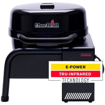 Char-Broil Gratar electric 1.500 Wati, 320 grade Celsius, TRU-Infrared, Char-Broil Bistro E Cube 140257, Negru
