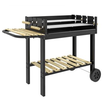 Gratar Barbecue Carucior cu Carbune cu Grilaj Dublu
