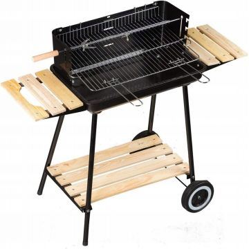 Gratar metalic carbuni cu tava cromata, spita rotisor, reglare inaltime 4 trepte, 104x88x45 cm