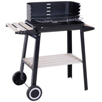 Gril cu Carbune Barbecue Picnic Inaltime Reglabila Negru 87x 45 x 83 cm