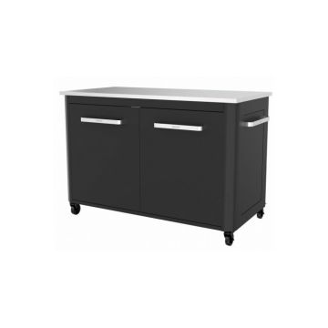 Modul bucatarie de exterior cu 2 usi, spatii depozitare si blat de lucru din inox Cozze negru 120 x 60 x 90 cm 90526