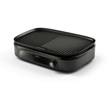 Philips Gratar electric de masa Philips HD6210/90, 2400W, Temperatura reglabila, Plita detasabila XL, Negru