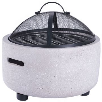 Semineu exterior terasa sau gradina din placa de magneziu, cu grill gratar D44 cm, aparator scantei si capac, 43x43x39 cm