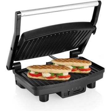 TRISTAR Sandwich-maker Grill Panini Tristar GR-2856, 1000 W, placi nonaderente, indicator luminos, picioruse antiderapante, suprafata 28x19 cm, Negru