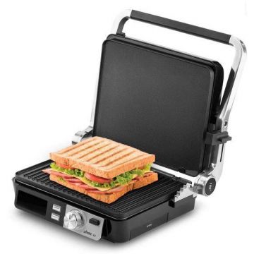 Ufesa Grill-gratar electric de contact, Ufesa  K2/72105956, 2000 W, 5 programe, 3 niveluri de gatire, Inox-Negru